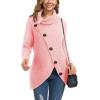 imageGRECERELLE Womens Fall Chunky Turtleneck Long Sleeve Asymmetric Hem Loose Knit Pullover Sweaters Tops S2XL08 Pink
