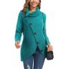 imageGRECERELLE Womens Fall Chunky Turtleneck Long Sleeve Asymmetric Hem Loose Knit Pullover Sweaters Tops S2XL09 Aicd Blue
