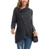 imageGRECERELLE Womens Fall Chunky Turtleneck Long Sleeve Asymmetric Hem Loose Knit Pullover Sweaters Tops S2XL10 Dark Gray