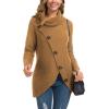 imageGRECERELLE Womens Fall Chunky Turtleneck Long Sleeve Asymmetric Hem Loose Knit Pullover Sweaters Tops S2XL11 Light Tan