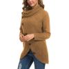 imageGRECERELLE Womens Fall Chunky Turtleneck Long Sleeve Asymmetric Hem Loose Knit Pullover Sweaters Tops S2XL11 Light Tan