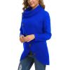 imageGRECERELLE Womens Fall Chunky Turtleneck Long Sleeve Asymmetric Hem Loose Knit Pullover Sweaters Tops S2XL12 Royal Blue