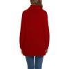 imageGRECERELLE Womens Fall Chunky Turtleneck Long Sleeve Asymmetric Hem Loose Knit Pullover Sweaters Tops S2XL13 Red