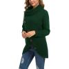 imageGRECERELLE Womens Fall Chunky Turtleneck Long Sleeve Asymmetric Hem Loose Knit Pullover Sweaters Tops S2XL14 Dark Green