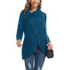 imageGRECERELLE Womens Fall Chunky Turtleneck Long Sleeve Asymmetric Hem Loose Knit Pullover Sweaters Tops S2XL15 Blue