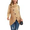 imageGRECERELLE Womens Fall Chunky Turtleneck Long Sleeve Asymmetric Hem Loose Knit Pullover Sweaters Tops S2XL16 Beige
