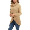 imageGRECERELLE Womens Fall Chunky Turtleneck Long Sleeve Asymmetric Hem Loose Knit Pullover Sweaters Tops S2XL16 Beige