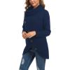 imageGRECERELLE Womens Fall Chunky Turtleneck Long Sleeve Asymmetric Hem Loose Knit Pullover Sweaters Tops S2XL17 Navy Blue