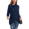 imageGRECERELLE Womens Fall Chunky Turtleneck Long Sleeve Asymmetric Hem Loose Knit Pullover Sweaters Tops S2XL17 Navy Blue