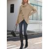 imageGRECERELLE Womens Fall Chunky Turtleneck Long Sleeve Asymmetric Hem Loose Knit Pullover Sweaters Tops S2XLAkhaki