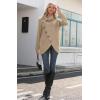 imageGRECERELLE Womens Fall Chunky Turtleneck Long Sleeve Asymmetric Hem Loose Knit Pullover Sweaters Tops S2XLAkhaki