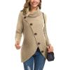 imageGRECERELLE Womens Fall Chunky Turtleneck Long Sleeve Asymmetric Hem Loose Knit Pullover Sweaters Tops S2XLAkhaki