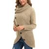 imageGRECERELLE Womens Fall Chunky Turtleneck Long Sleeve Asymmetric Hem Loose Knit Pullover Sweaters Tops S2XLAkhaki
