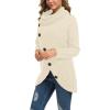 imageGRECERELLE Womens Fall Chunky Turtleneck Long Sleeve Asymmetric Hem Loose Knit Pullover Sweaters Tops S2XLApricot