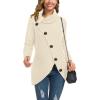 imageGRECERELLE Womens Fall Chunky Turtleneck Long Sleeve Asymmetric Hem Loose Knit Pullover Sweaters Tops S2XLApricot