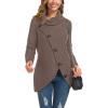 imageGRECERELLE Womens Fall Chunky Turtleneck Long Sleeve Asymmetric Hem Loose Knit Pullover Sweaters Tops S2XLCoffee
