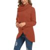 imageGRECERELLE Womens Fall Chunky Turtleneck Long Sleeve Asymmetric Hem Loose Knit Pullover Sweaters Tops S2XLOrange Red