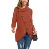 imageGRECERELLE Womens Fall Chunky Turtleneck Long Sleeve Asymmetric Hem Loose Knit Pullover Sweaters Tops S2XLOrange Red