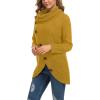 imageGRECERELLE Womens Fall Chunky Turtleneck Long Sleeve Asymmetric Hem Loose Knit Pullover Sweaters Tops S2XLYellow