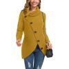 imageGRECERELLE Womens Fall Chunky Turtleneck Long Sleeve Asymmetric Hem Loose Knit Pullover Sweaters Tops S2XLYellow