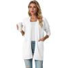 imageGRECERELLE Womens Lightweight Open Front Casual VNeck Long Cardigan Sweater with Pockets S2XL02 White