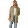 imageGRECERELLE Womens Lightweight Open Front Casual VNeck Long Cardigan Sweater with Pockets S2XLKhaki