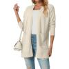 imageGRECERELLE Womens Lightweight Open Front Casual VNeck Long Cardigan Sweater with Pockets S2XLOatmeal