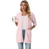imageGRECERELLE Womens Lightweight Open Front Casual VNeck Long Cardigan Sweater with Pockets S2XLPink White