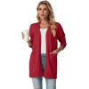 imageGRECERELLE Womens Lightweight Open Front Casual VNeck Long Cardigan Sweater with Pockets S2XLRed