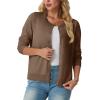 imageGRECERELLE Womens Long Sleeve Lightweight Crewneck Casual Cardigan Sweater S2XLBrown