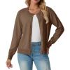 imageGRECERELLE Womens Long Sleeve Lightweight Crewneck Casual Cardigan Sweater S2XLBrown