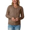imageGRECERELLE Womens Long Sleeve Lightweight Crewneck Casual Cardigan Sweater S2XLBrown