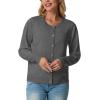imageGRECERELLE Womens Long Sleeve Lightweight Crewneck Casual Cardigan Sweater S2XLCharcoal