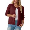 imageGRECERELLE Womens Long Sleeve Lightweight Crewneck Casual Cardigan Sweater S2XLCherry Red