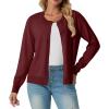 imageGRECERELLE Womens Long Sleeve Lightweight Crewneck Casual Cardigan Sweater S2XLCherry Red