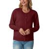 imageGRECERELLE Womens Long Sleeve Lightweight Crewneck Casual Cardigan Sweater S2XLCherry Red