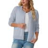 imageGRECERELLE Womens Long Sleeve Lightweight Crewneck Casual Cardigan Sweater S2XLGrey Blue