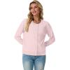 imageGRECERELLE Womens Long Sleeve Lightweight Crewneck Casual Cardigan Sweater S2XLPink White