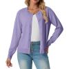 imageGRECERELLE Womens Long Sleeve Lightweight Crewneck Casual Cardigan Sweater S2XLPurple Gray