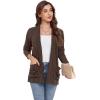 imageGRECERELLE Womens Long Sleeve Lightweight Open Front VNeck Casual Cardigan Sweaters Outerwear with Pockets 2025 S2XLAbrown
