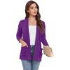 imageGRECERELLE Womens Long Sleeve Lightweight Open Front VNeck Casual Cardigan Sweaters Outerwear with Pockets 2025 S2XLPurple