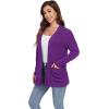 imageGRECERELLE Womens Long Sleeve Lightweight Open Front VNeck Casual Cardigan Sweaters Outerwear with Pockets 2025 S2XLPurple