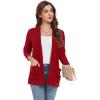 imageGRECERELLE Womens Long Sleeve Lightweight Open Front VNeck Casual Cardigan Sweaters Outerwear with Pockets 2025 S2XLRed