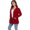 imageGRECERELLE Womens Long Sleeve Lightweight Open Front VNeck Casual Cardigan Sweaters Outerwear with Pockets 2025 S2XLRed