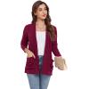 imageGRECERELLE Womens Long Sleeve Lightweight Open Front VNeck Casual Cardigan Sweaters Outerwear with Pockets 2025 S2XLWine Red