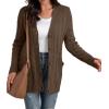 imageGRECERELLE Womens Long Sleeve Loose Knit Cable Open Front Button Down Cardigan Sweater Outerwear Coat with Pockets02dark Khaki