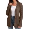 imageGRECERELLE Womens Long Sleeve Loose Knit Cable Open Front Button Down Cardigan Sweater Outerwear Coat with Pockets02dark Khaki