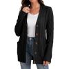 imageGRECERELLE Womens Long Sleeve Loose Knit Cable Open Front Button Down Cardigan Sweater Outerwear Coat with Pockets03black