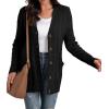 imageGRECERELLE Womens Long Sleeve Loose Knit Cable Open Front Button Down Cardigan Sweater Outerwear Coat with Pockets03black