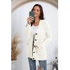 imageGRECERELLE Womens Long Sleeve Loose Knit Cable Open Front Button Down Cardigan Sweater Outerwear Coat with Pockets04white